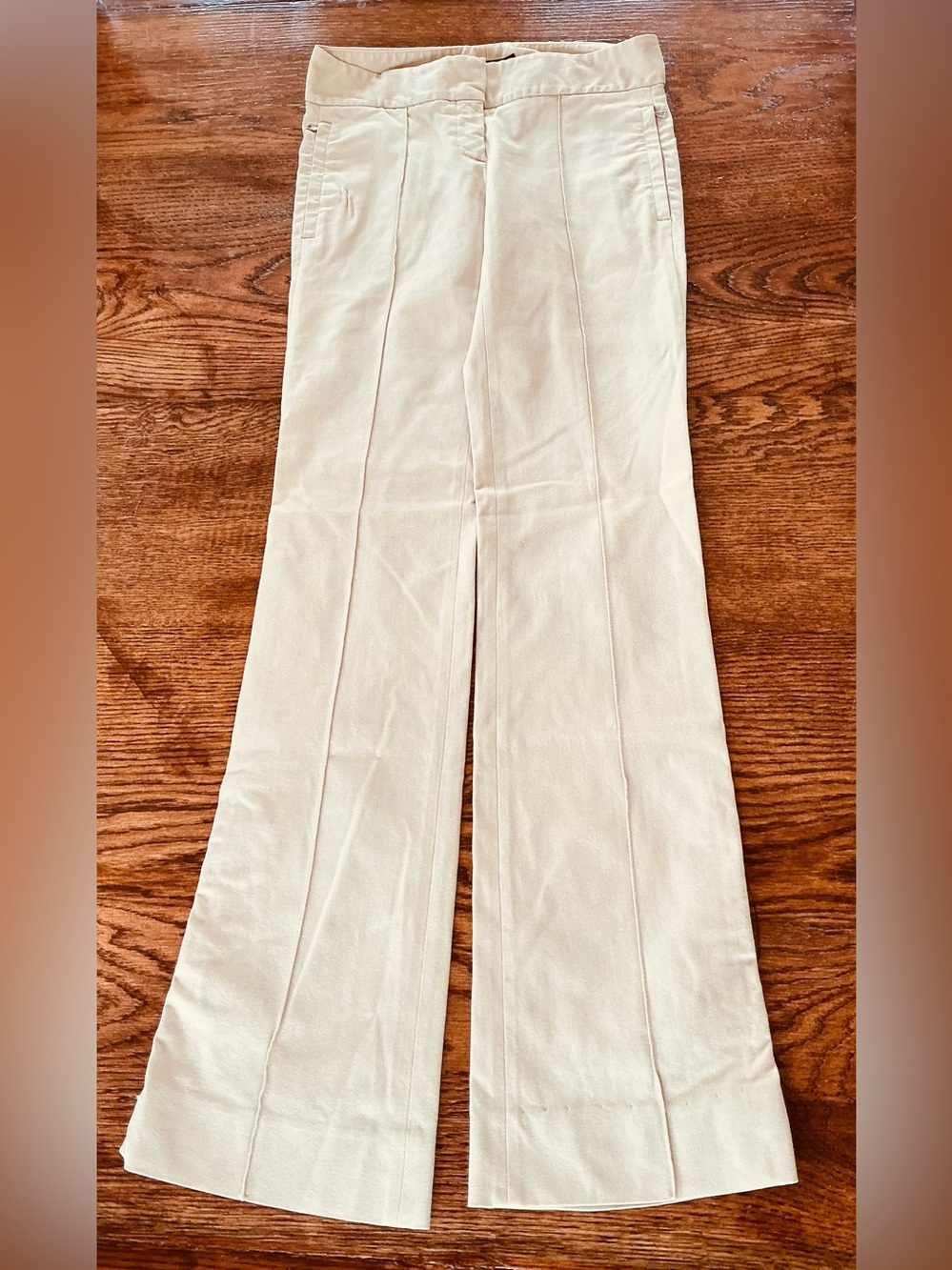 Theory Beige Tailored Pants with Hook-and-Zip Closure